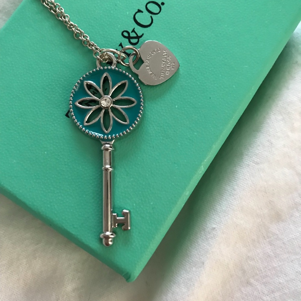 Authentic turquoise Tiffany & co key necklace